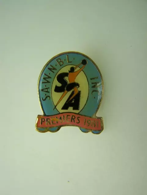 Premiers 1981 SAWNBL pin back badge S.A.Womens National Basketball League   3003