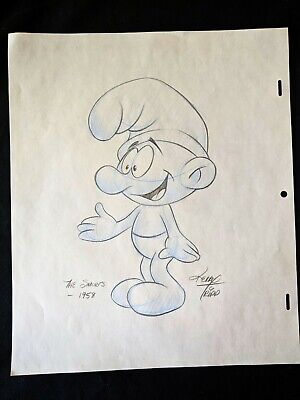 Kerry Tripp SIGNED Hand Penciled JOKEY SMURF The Smurfs 10x12.5" CONVENTION ART