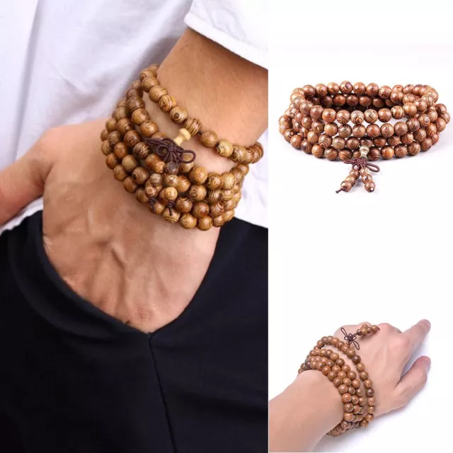 Tibetische Buddhistische Wenge-Gebetskette aus Holz Mala Armband Buddha Rosary D