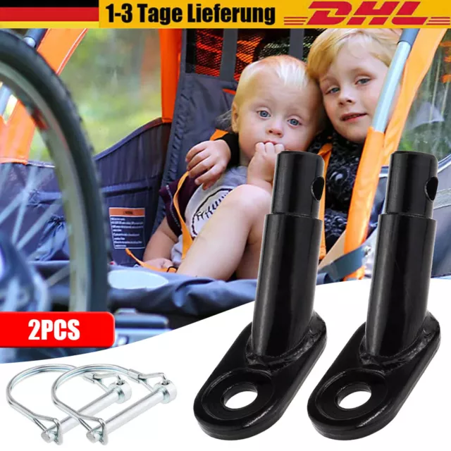 2x Fahrradanhänger Kupplung Universal Kinderwagen Stecker mit Sicherungssplint
