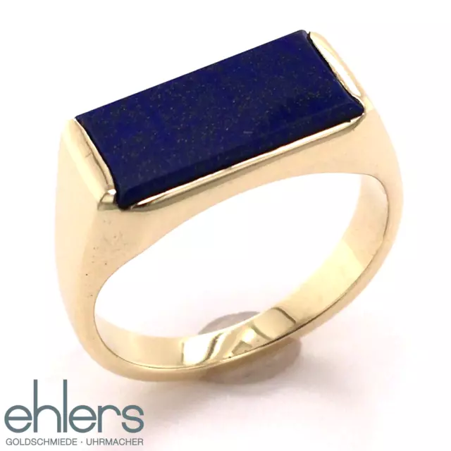 Damenring Lapislazuli Wappen 585er Gelbgold 14kt Gold Siegel Edelstein blau 1019