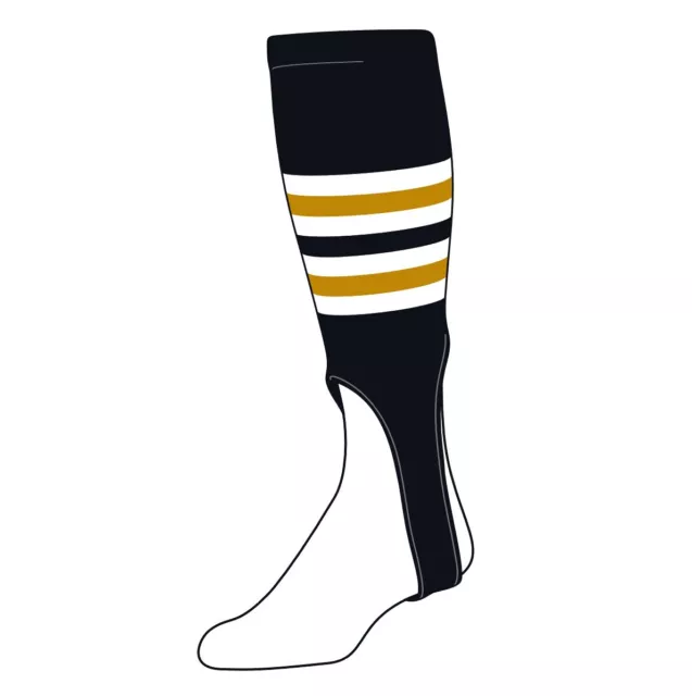 TCK Baseball Stirrups Large (300I, 7in) Black, White, Old Gold