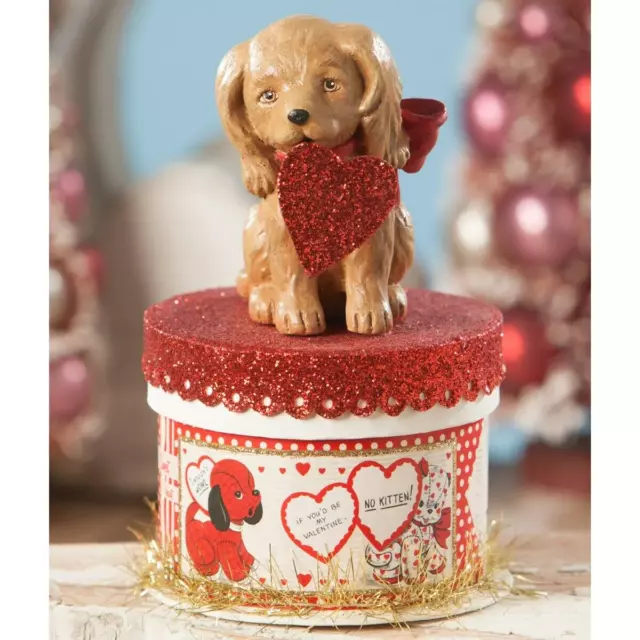 Bethany Lowe Valentine Puppy Love on Box TL8692 Retro Look