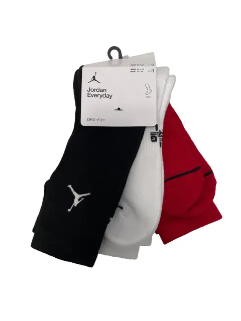 Air Jordan Socks Mens Large Nike Dri FIT Everyday Cushioned Black White Red