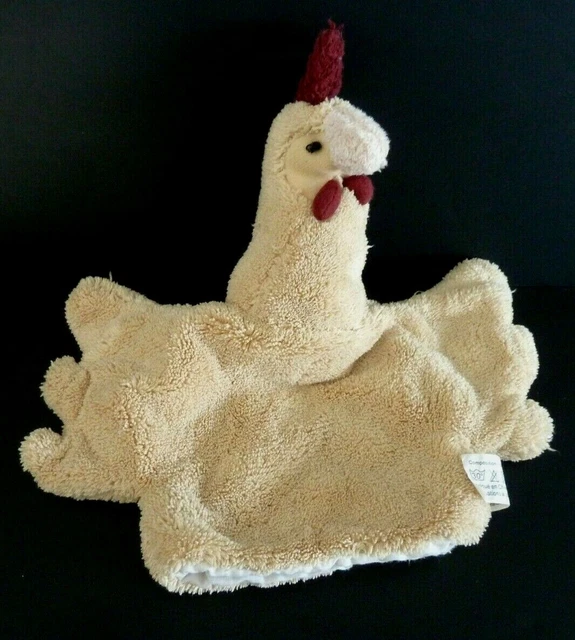 5. Doudou Peluche Marionnette Poule Nature Et Decouvertes Ecru Rouge Blanc - Tbe