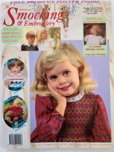 1992 Australian Smocking & Embroidery Magazine #21 Doll Set patterns included