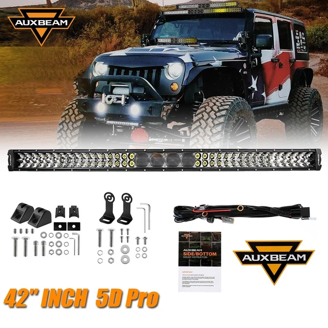 AUXBEAM 5D-PRO Lens 42"inch 256W LED Light Bar Combo Offroad Driving Lights