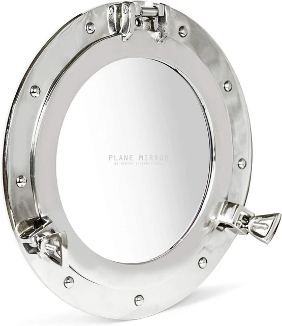 15 " Nickel Fini Tenture Murale Miroir Hublot Décor Canal Bateau Hublot Fenêtre