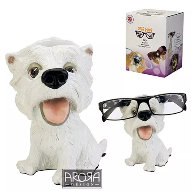 Optipaws Westie Dog Glasses Holder Figurine NEW in Gift box