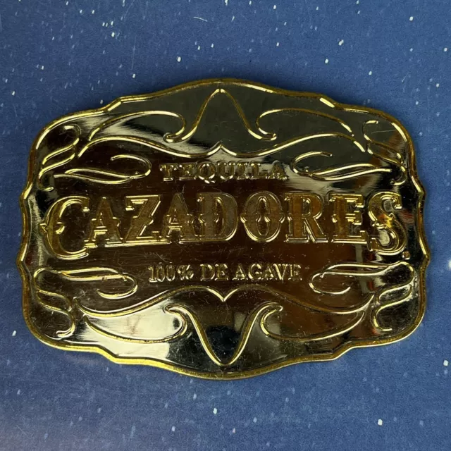 CAZADORES Tequila 100% De Agave - HUGE 5" Silver & Gold color Belt Buckle