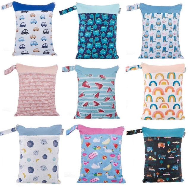 Waterproof Wet Bag 30x40cm 2 Pockets for Nappies, Swimming,  nappy bags large