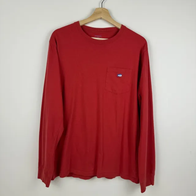 Southern Tide Long Sleeve Pocket Tee T-Shirt Logo Red Mens Medium M