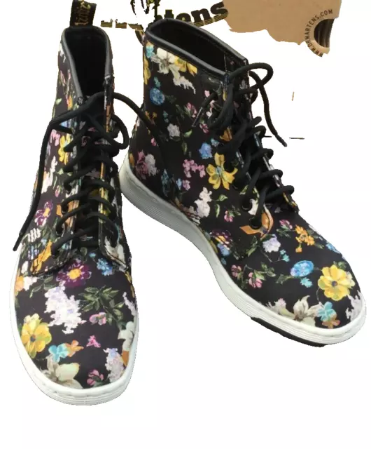 DR. MARTENS NEWTON Darcy black floral canvas lite boots UK 5 EU 38