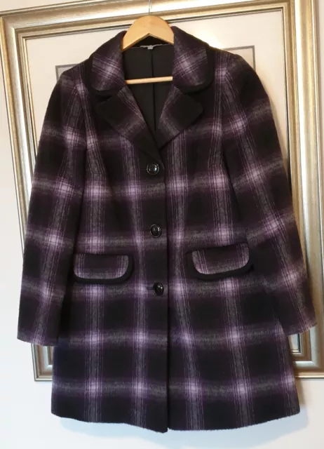 Womens Marks  and Spencer Purple Checked Coat Size 12