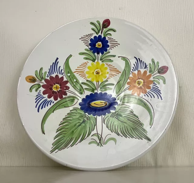 Ancien XXème magnifique assiette, plat en céramique décor floral J.C.K
