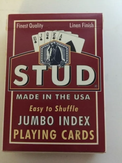 Vintage Walgreens STUD Playing Cards Linen Finish Red Jumbo Index Complete Deck