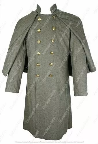 US Civil War CS Mounted Double Breast Great Coat with stand Up Collar