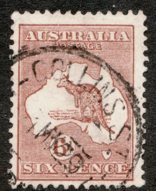 1923 Australia Sc #49 - 6 Pence - Kangaroo & Map, Used CDS Cancel Cv$7.25