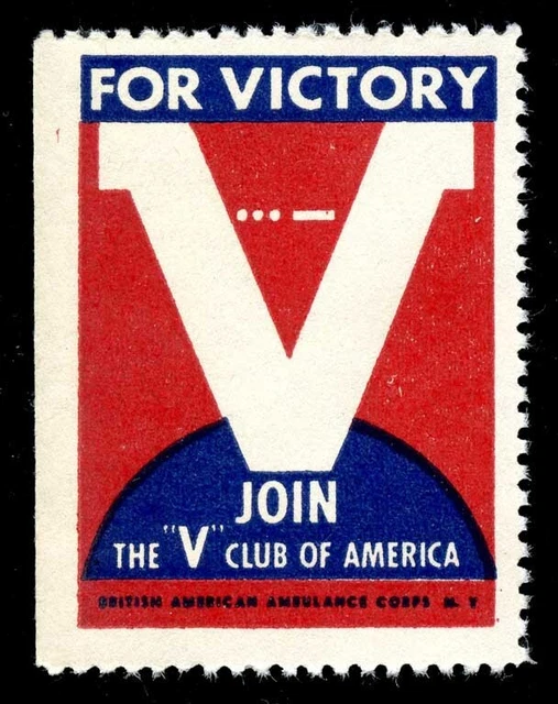 USA Charity Stamp - British American Ambulance Corps - "V for Victory" - WWII