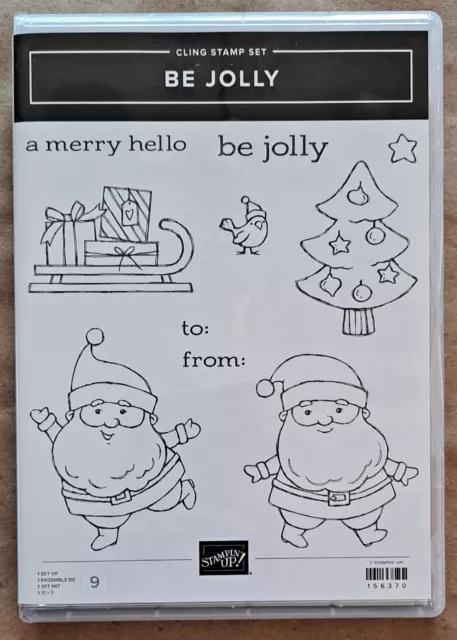Stampin Up! BE JOLLY #156370 Stamp Set - Christmas Santa, Tree, Sled, Bird - NEW