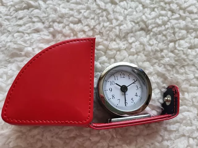 Quartz Travel Clock In Red Case