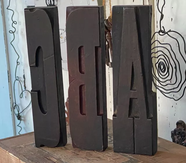 "ABC" caractères d'imprimerie en bois lettres anciennes typographie imprimeur!