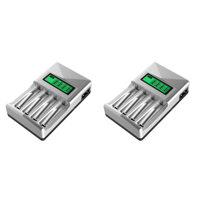 2pcs 4 Slots AA AAA Battery Charger Smart USB Battery Charger Digital Display
