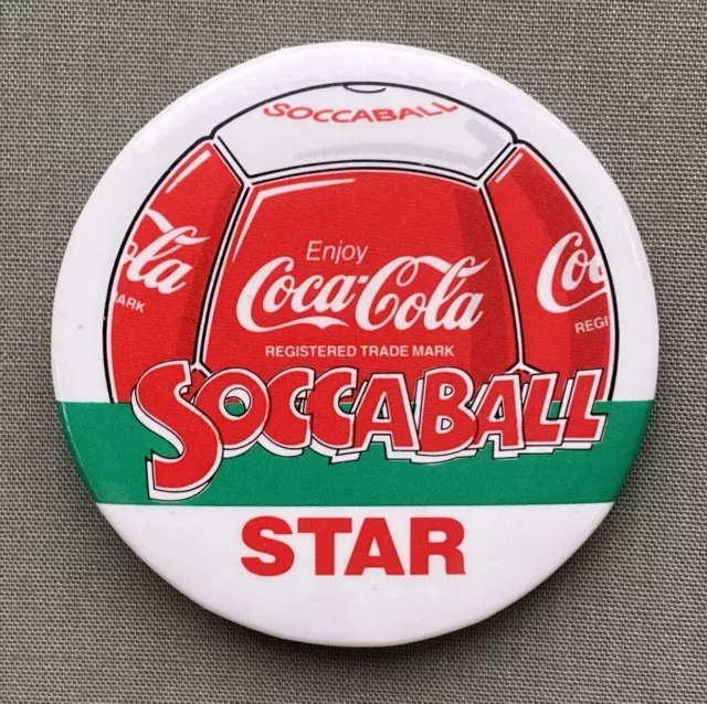 Coca Cola  - Soccaball Star - Vintage  1990'S Coke Pin Badge  / Button Uk - Rare