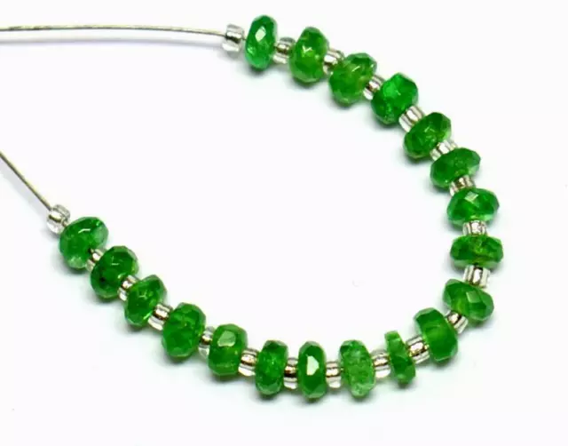 Natural Tsavorite Garnet Beads Faceted Rondelle 3.5 Mm 19 Pcs #D5110