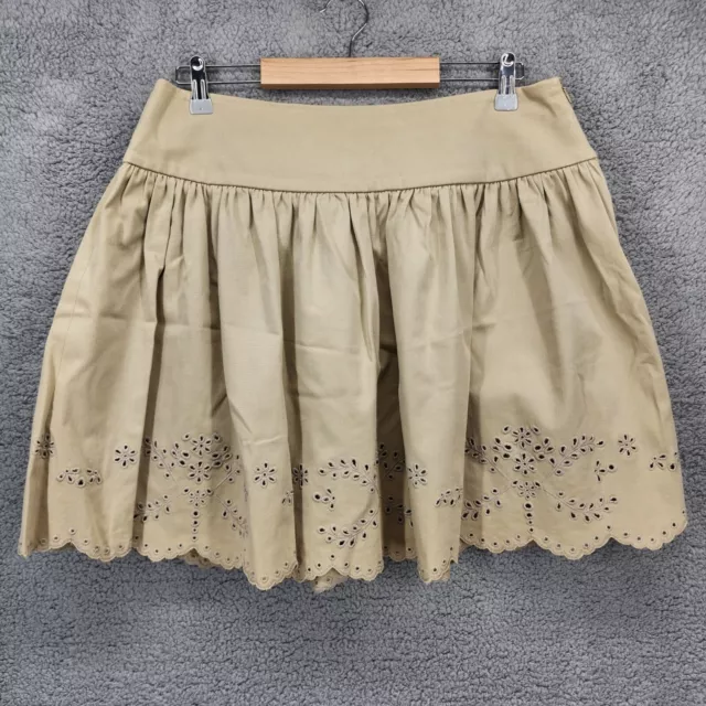 Red Valentino Womens Size IT 46/US 10 Beige Scallop Hem Eyelet Circle Mini Skirt