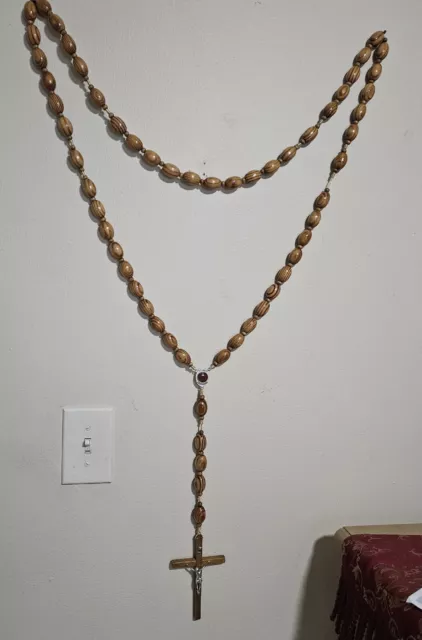 Rosario De Madera De Olivo De Belén, Tierra Santa 57" De Largo