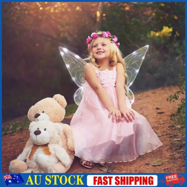 Girls Angel Wings Lightweight Wearable Wings Crafts with Light for Holiday (G)