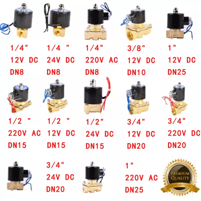 2 Way Solenoid Valve Air Water N/C Gas Oil Normally Closed 12v 240v BSP AU