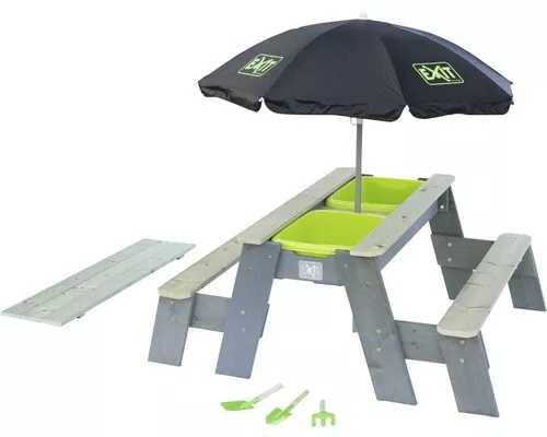 Sand-, Wasser- und Picknicktisch EXIT Aksent Deluxe mit 2 Bänken 94x121x50 cm gr