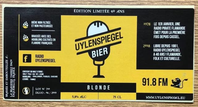 France Beer Labels Brassée Et Embouteillée A Uylenspiegel Bier Blonde