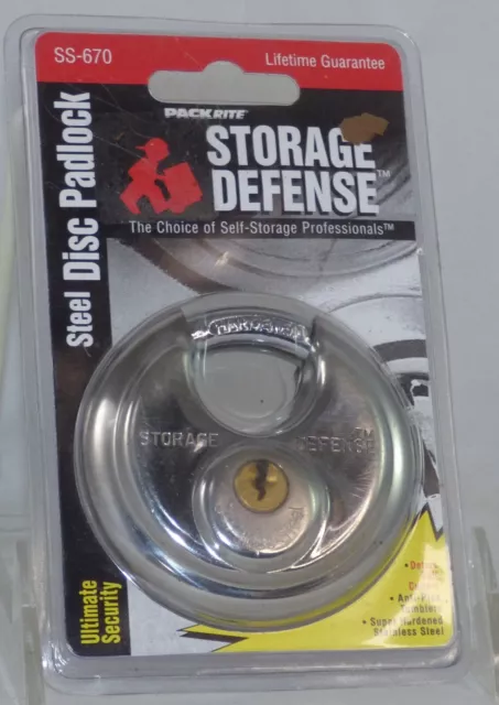 PACKRITE Storage Unit/Trailer Steel Disc Padlock Model SS-670 - 65mm - 3 Keys