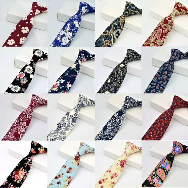 Men’s Formal Neck Ties Cotton Floral Paisley Necktie Wedding Business Flower Tie