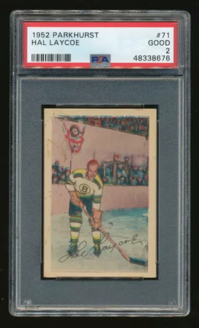 1952 Parkhurst #71 Hal Laycoe PSA 2 Good Bruins