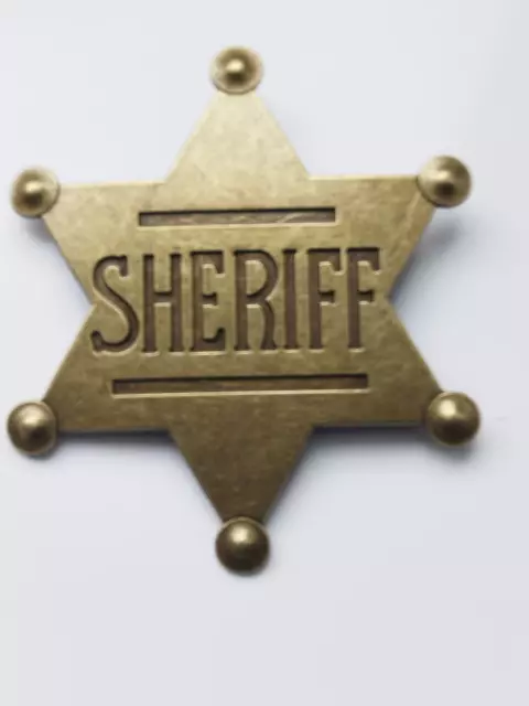 Sheriff Style 6 Point Star Bronze Colour Metal Badge Old West Cowboy, Novelty
