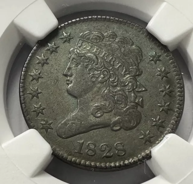 1828 Half Cent NGC Certified AU-details - Nicely Toned Coin. #3943