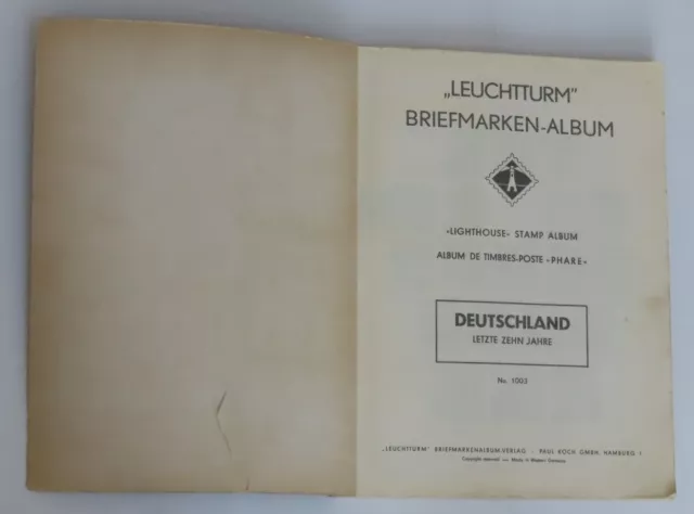 (33) Altes Leuchtturm Vordruckalbum –mehr als 50 Jahre alt– Selten!!! (o.Marken) 2