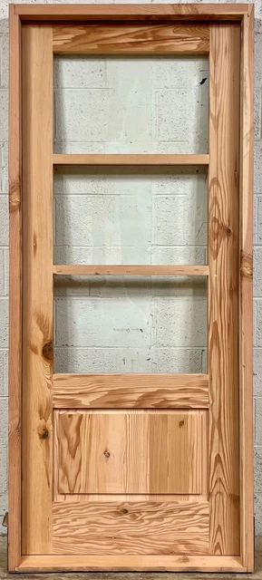 Rustic reclaimed lumber square top door solid wood clear glass IN STOCK