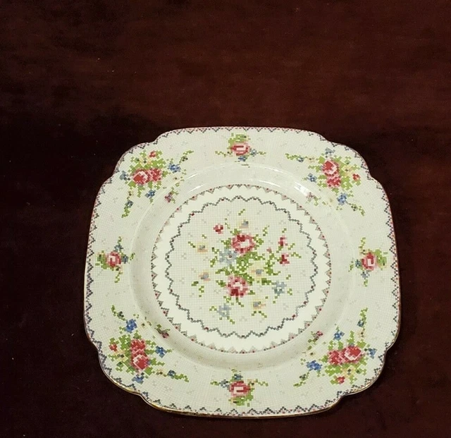 Vintage Royal Albert Petit Point Chintz Square 7-3/4" Plate