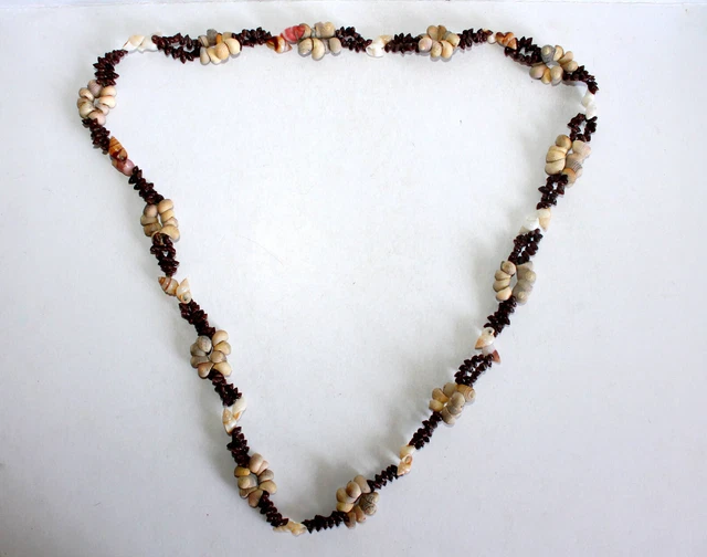 Collier Sautoir Vintage – Coquillages & Graines – Ancien – Fait Main – Bijou Bohème Rétro – Pièce Unique