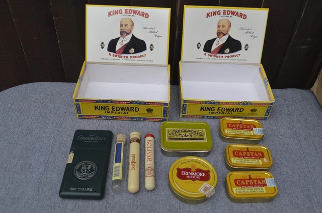 king edward the seventh mild tobaccos TOBACCO EMPTY CIGAR BOX LOT OF 2 Imperial & Tip Cigarillo King Edward Mild Tobacco box