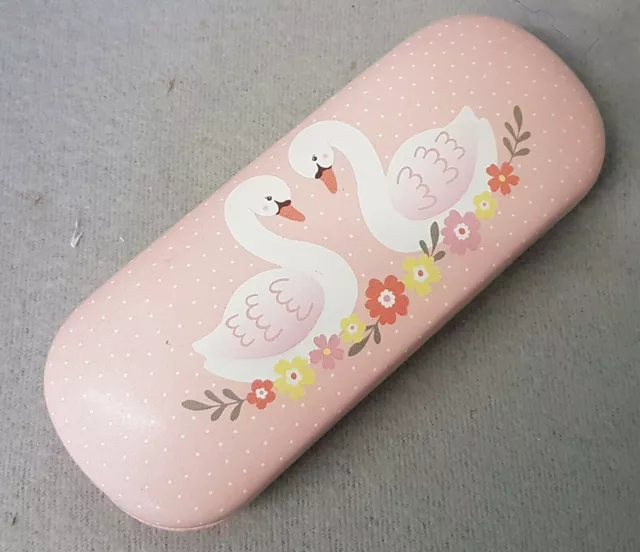 Sass & Belle Freya Swan Pastel Pink Hard Glasses Case & Cloth Specs Storage