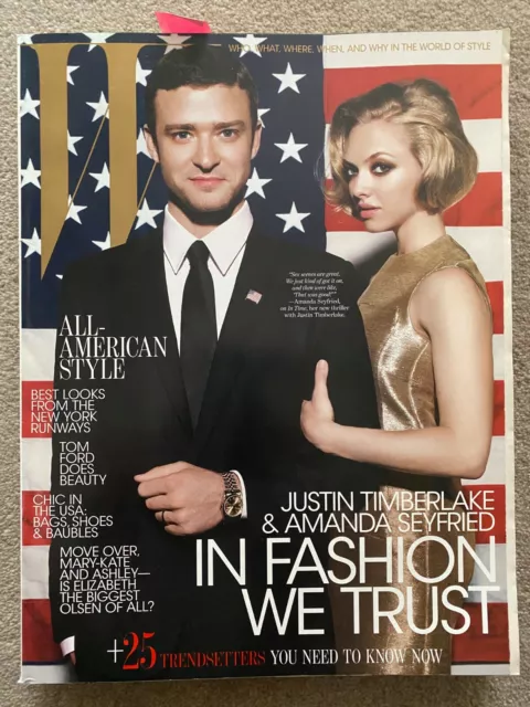 W MAGAZINE Oct 2011 JUSTIN TIMBERLAKE Amanda Seyfried CARINE ROITFELD Alex Prage