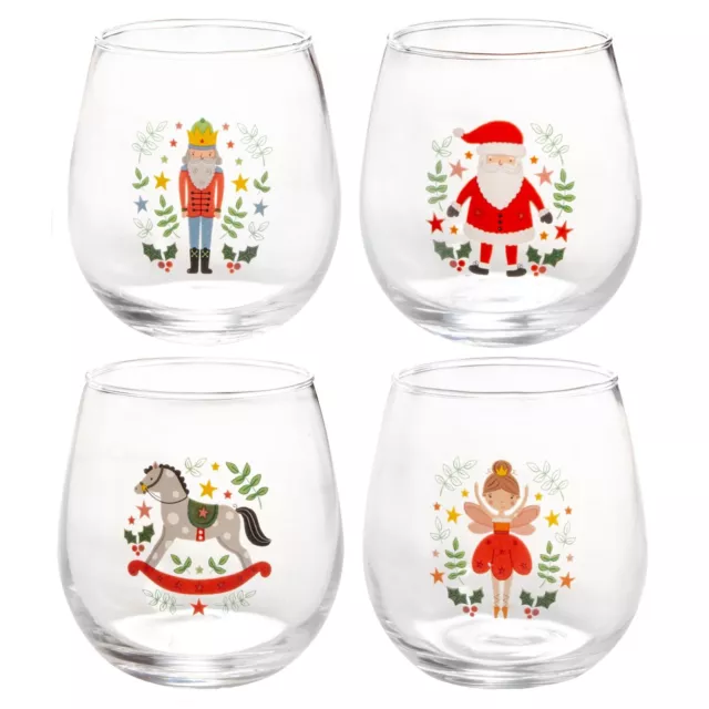 Navidad Cristal Vaso Vajilla Conjunto De 4