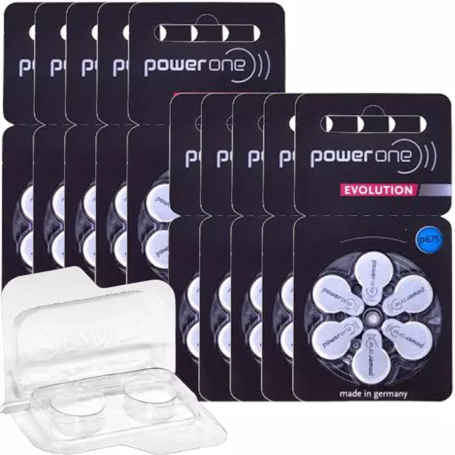 60 batterie per apparecchi acustici Power One Evolution con scatola di...