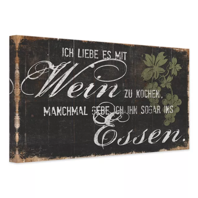 Leinwandbild Ich liebe es mit Wein zu kochen